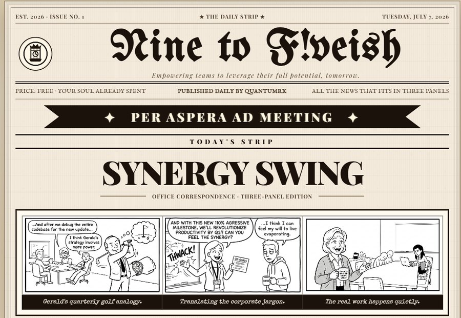 Nine to F!veish newspaper strip preview